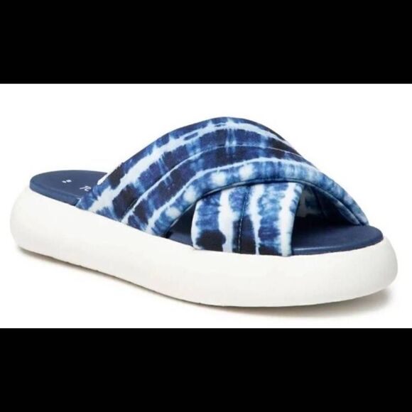TOMS Alpargata Mallow Crossover Navy Blue Batik Slides Women’s Size 9 - NIB. - Picture 6 of 9